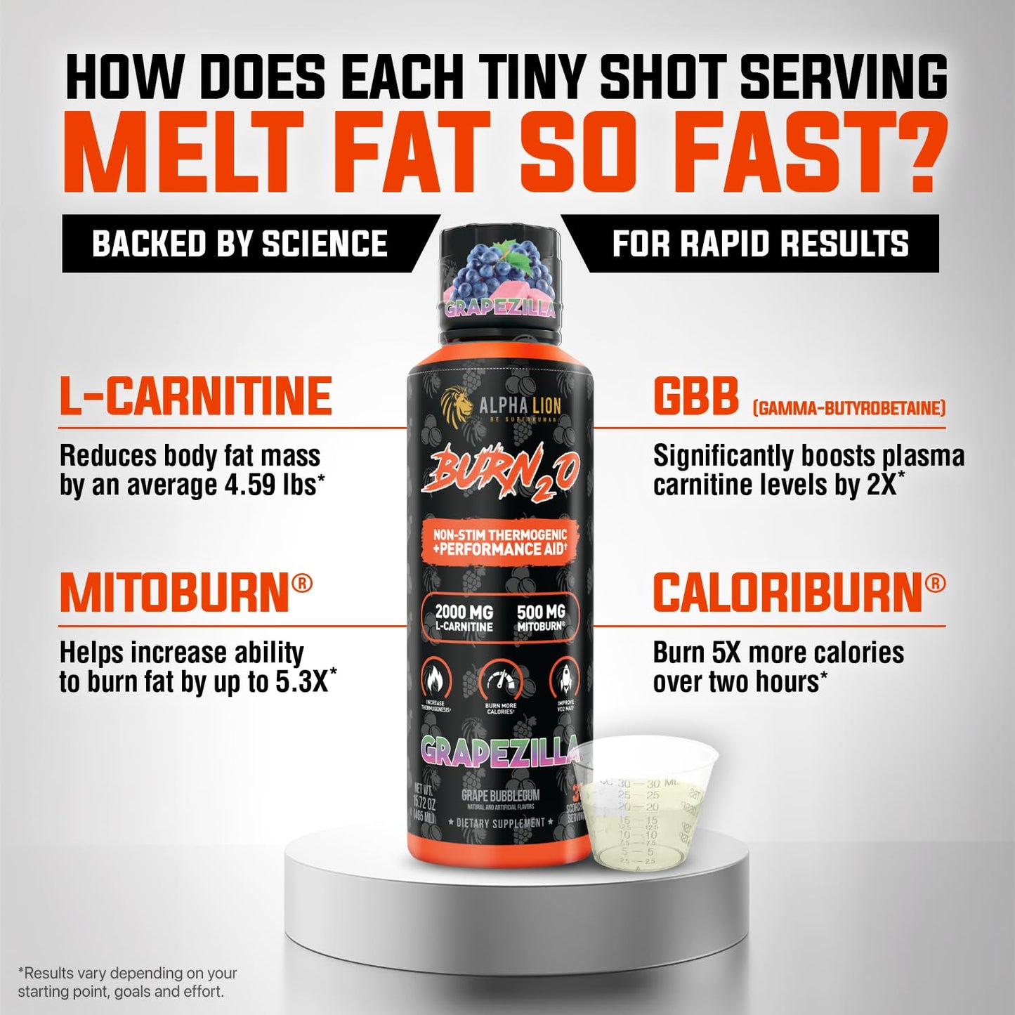 ALPHA LION Burn2O L-Carnitine Liquid 2000mg, Premium Liquid Fat Burner & Pre-Workout Supplement for Men & Women - Natural Energy & Metabolism Booster for Weight Loss - ShredBerry