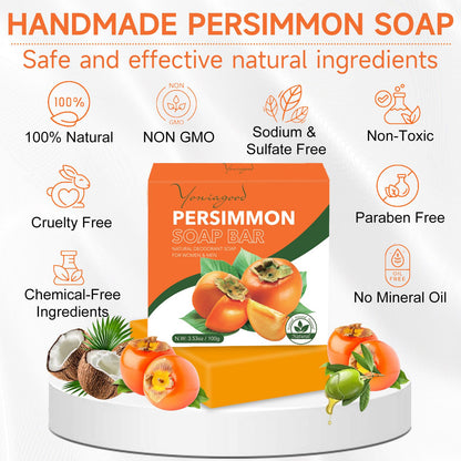 yoniagood 3 PCS Persimmon Soap for Body Odor Control, Old People Smell yoniagood