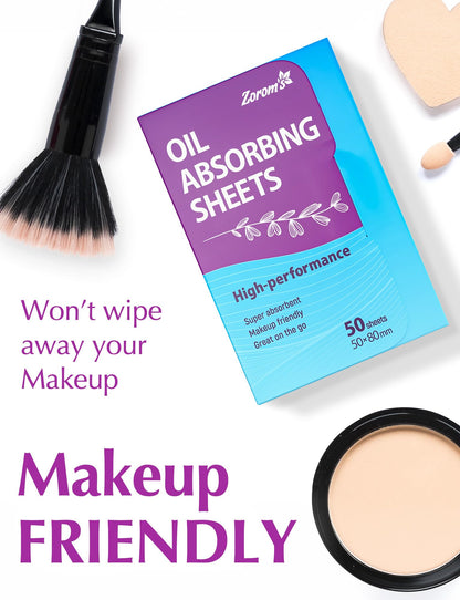 High-Performance Oil Absorbing Sheets for Face – 3pk/150 - Makeup Friendly ZOROM'S
