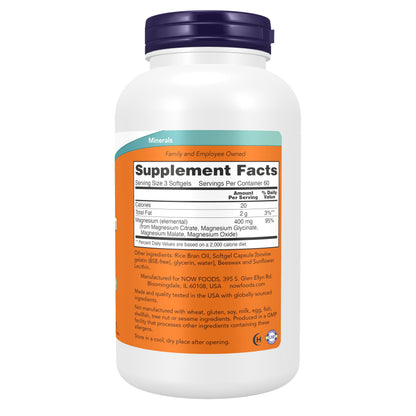 NOW Supplements, Magnesium Citrate, Enzyme Function*, Nervous System Support*, 120 Veg Capsules Gsupps Australia