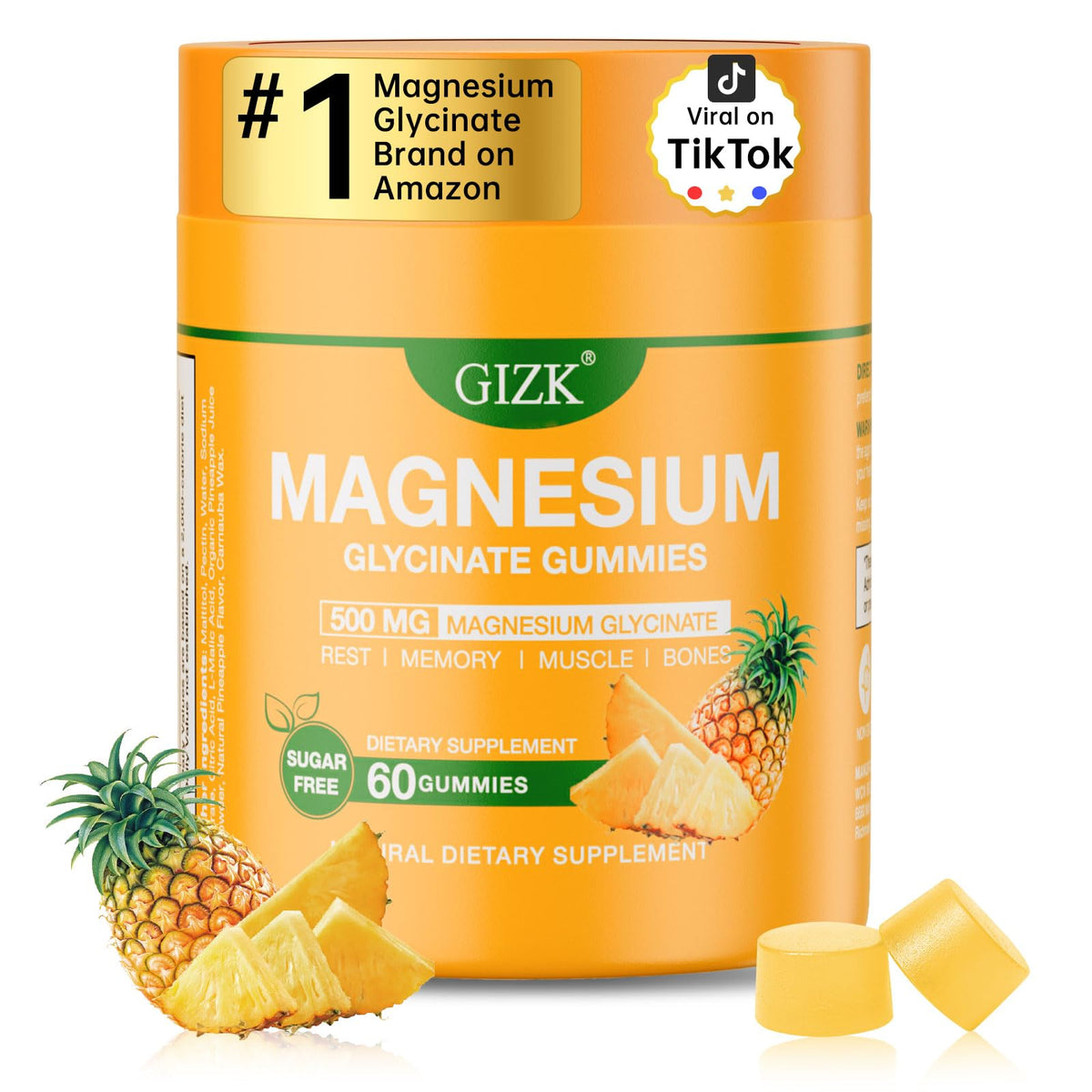 Magnesium Glycinate Gummies 500mg – Sugar Free Magnesium Gummies for Sleep, Stress, Muscle & Nerve Support – for Adults & Kids 4+, Vegan, SAYIDON