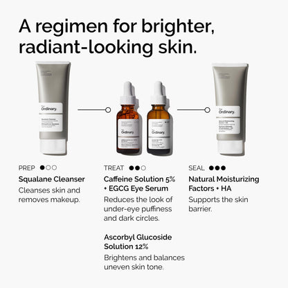 The Ordinary Caffeine Solution 5% + EGCG Eye Serum, Depuffing Eye Serum for Dark Circles and Tired Eyes, 1 Fl Oz The Ordinary