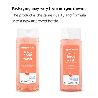 Amazon Basics Clarifying Pink Grapefruit Body Wash, 2% Salicylic Acid Acne Treatment, Dermatologist Tested, 8.5 Fluid Ounces, Pack of 1 Amazon Basics