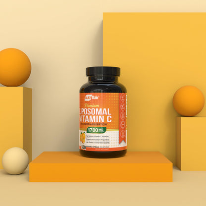 NutriFlair Liposomal Vitamin C 1700mg, 180 Capsules - High Absorption, Fat Soluble VIT C, Higher Bioavailability Immune System Support NutriFlair