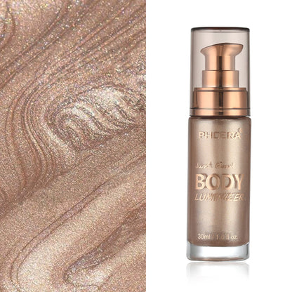 Body Shimmer Oil, Rose Gold Natural Glow Luminizer, Brush Include, 1oz Lezero