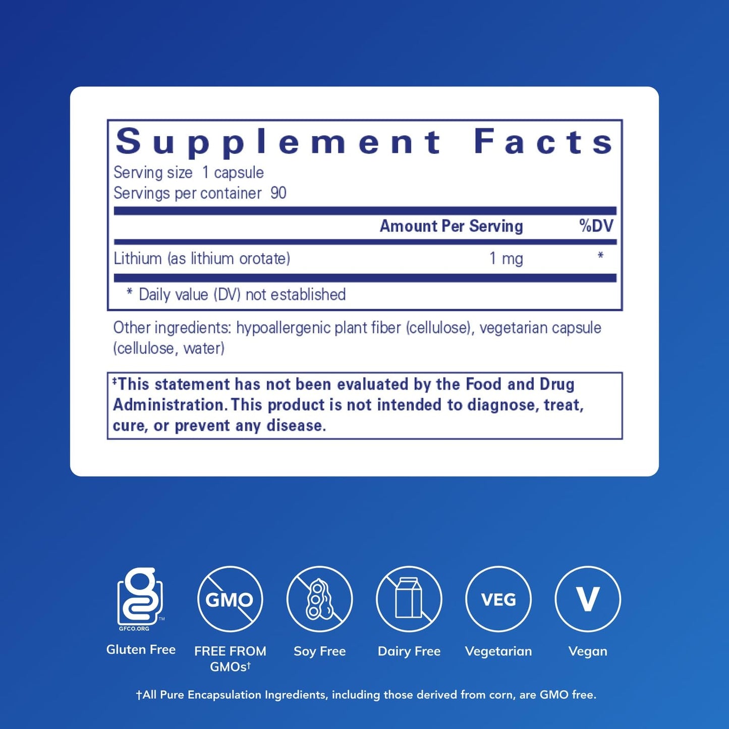 Pure Encapsulations Lithium (Orotate) 1 mg | Support for Calmness and Behavior | 90 Capsules Pure Encapsulations