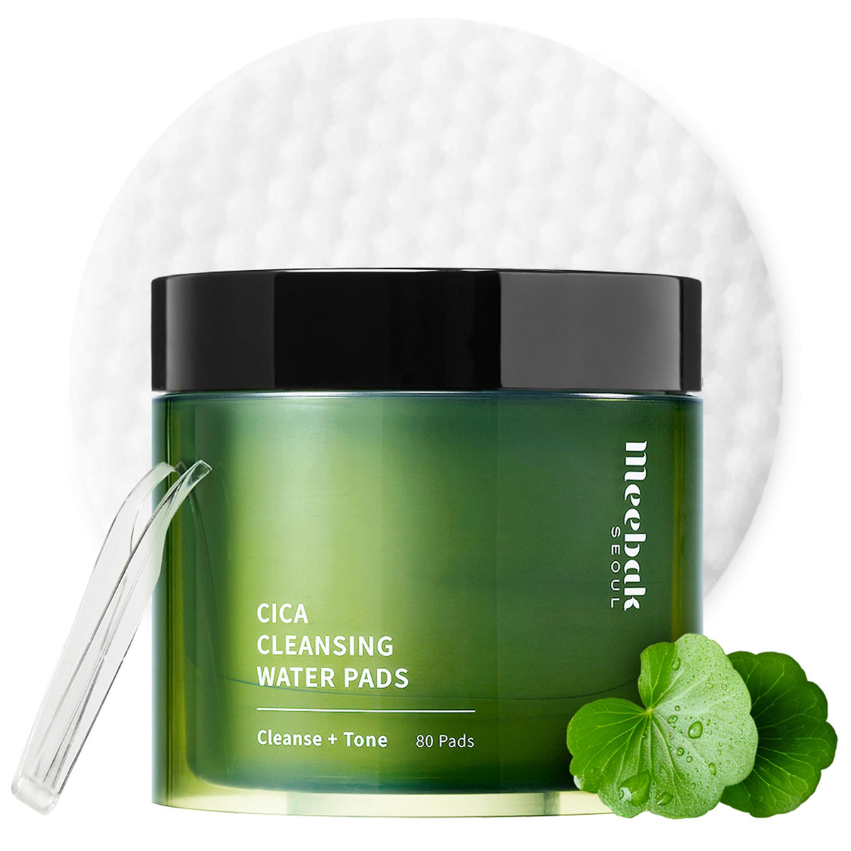 Meebak Cica Cleansing Water Pads | Korean Makeup Remover Wipes | Micellar Water Makeup Remover Wipes | Exfoliating Toner Pads for Glass Skin | Hydrating & Calming for Sensitive Skin - 80ct Meebak