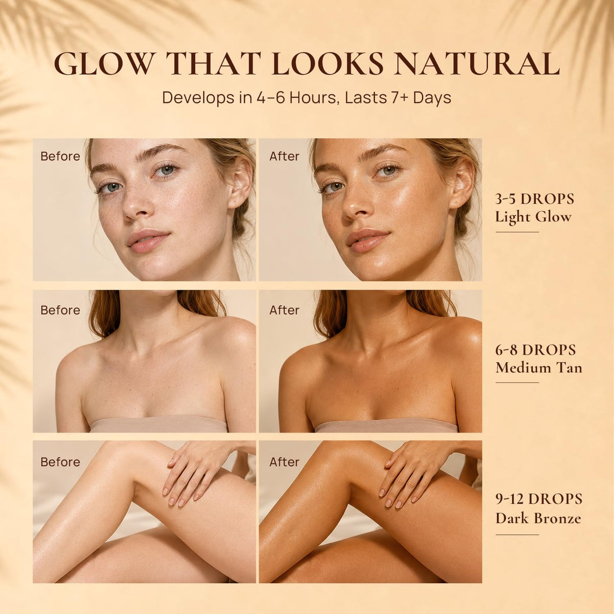 Self Tanning Drops for Face & Body, Face Self Tanner Drops with Natural-Looking Glow to Add to Moisturizer, Organic Sunless Tanner with Streak-Free & Non Orange,Skincare 1 Fl Oz (Medium) Sprnmik