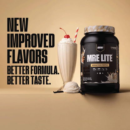REDCON1 MRE LITE Whole Food Protein Powder, Vanilla Milkshake - Lactose Free & Sugar Free Meal Replacement with Animal Protein Blends - Easy to Digest Formula - Only 1g Carb per Serving (30 Servings) REDCON1