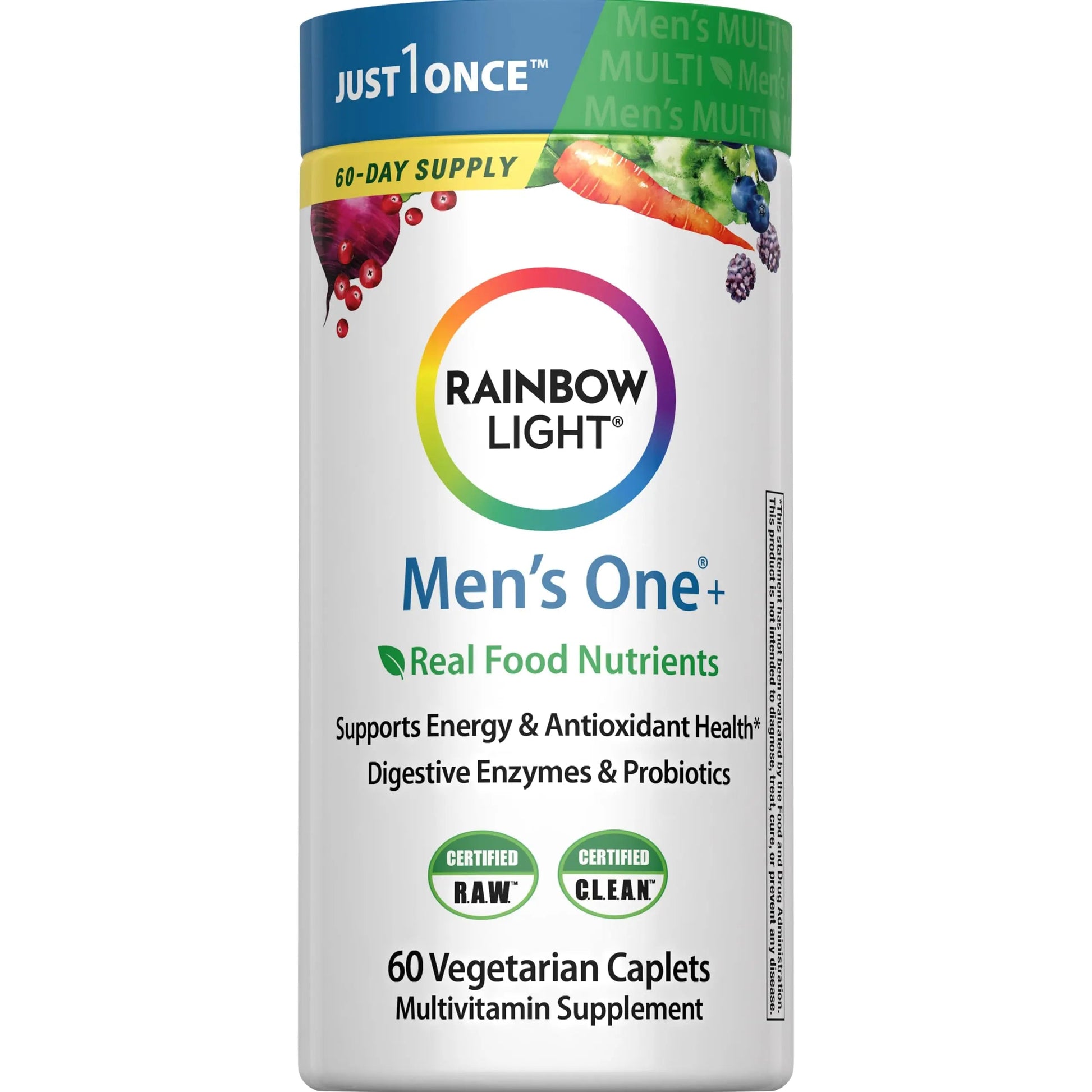Rainbow Light Mens Multivitamin One + | 60 Caplets | Supports Energy & Antioxidant Health | with Real Food Nutrients, Digestive Enzymes & Probiotics Rainbow Light buy australia supplements