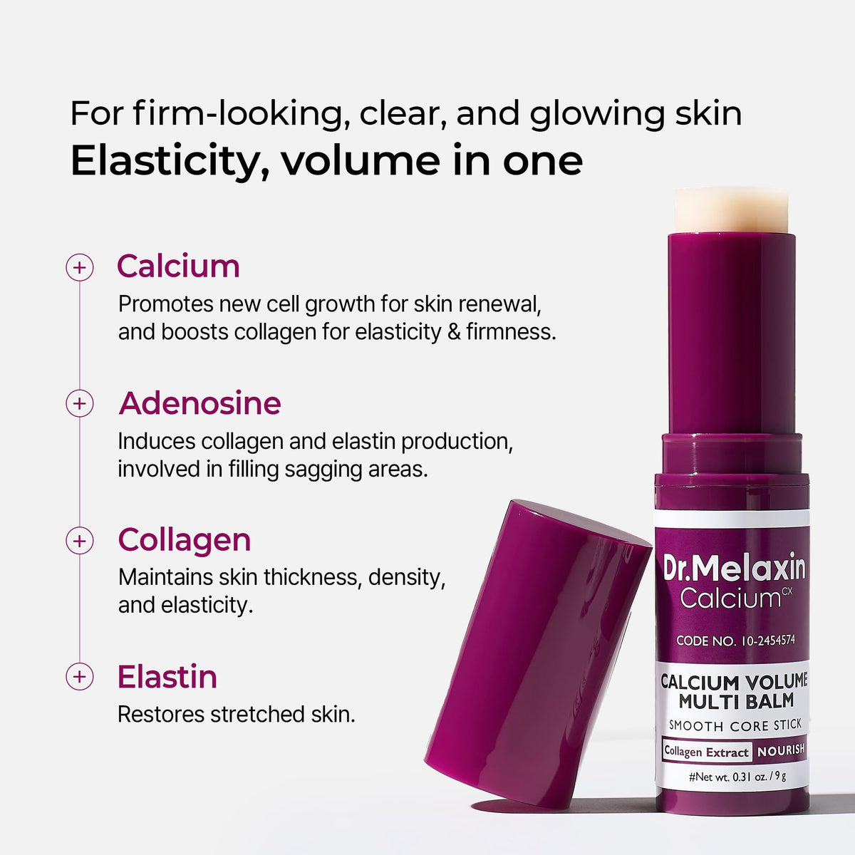 Dr.Melaxin Collagen Multi Balm Stick, Calcium & Adenosine Korean Wrinkle Stick for Eye, Neck & Face, Firming Collagen Stick, Under Eye Balm for Dark Circles & Depuffing, Korean Skin Care, 0.31 oz Dr.Melaxin