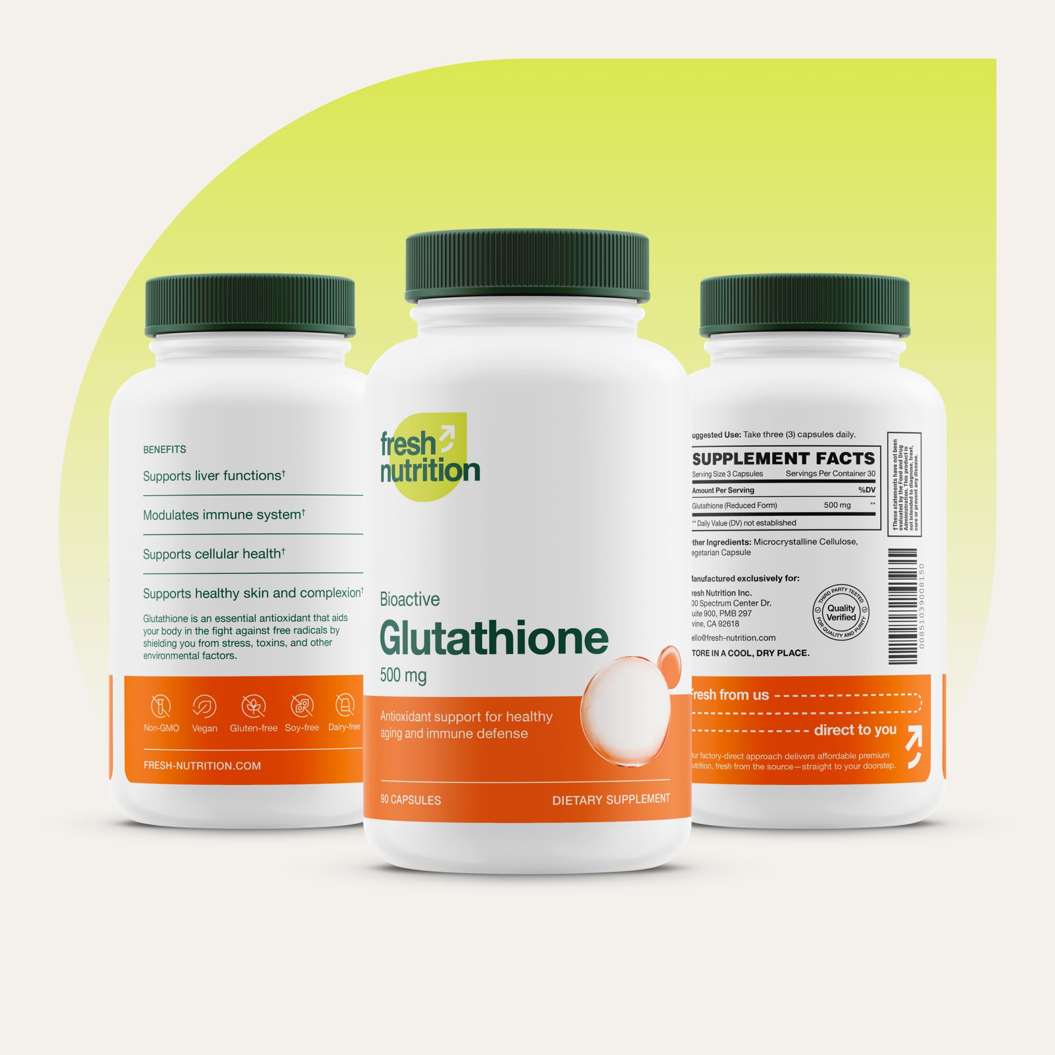 Glutathione Supplement Capsule - Strongest DNA Verified Glutathione Reduced - Vegan Friendly, Non GMO, Gluten & Soy Free Fresh Nutrition buy australia supplements