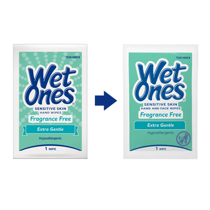 Wet Ones Singles Hand Wipes, Sensitive Skin, Unscented, 24 ct (6 Pack) Wet Ones
