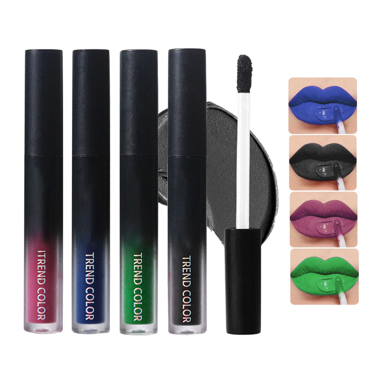 Baorder 4PCS Halloween Matte Liquid Lipstick Set,Goth Makeup Baorder