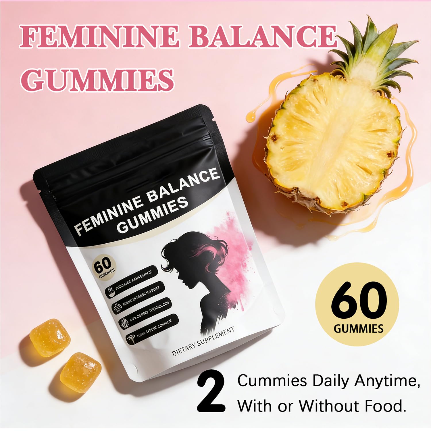 Pineapple Feminine Balance Gummies with Probiotics | Support for pH Balance & Freshness | Daily Intimate Wellness Support | Sugar-Free, Vegan | 60 Count (2) Nuora Balance buy australia supplements