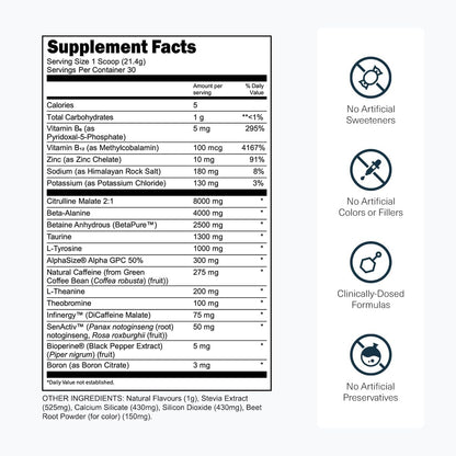 Transparent Labs Bulk Pre Workout Powder for Muscle Building and Strength - 30 Servings, Blue Raspberry & Bulk Black Pre Workout with Beta Alanine - 30 Servings, Cherry Kiwi
