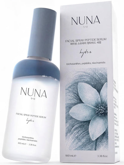 NUNA Ultra Hydrating Face Serum Spray with Peptides, Niacinamide, Hyaluronic Acid & Botanical Extracts – Korean Lightweight Moisture Boost Facial Mist & Setting Spray for Makeup – 3.38 fl oz NUNA