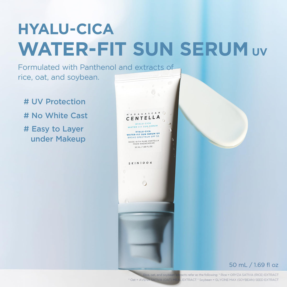SKIN1004 Hyalu-Cica Water-Fit Sun Serum UV, SPF 50 Sunscreen, 1.69 fl.oz SKIN1004