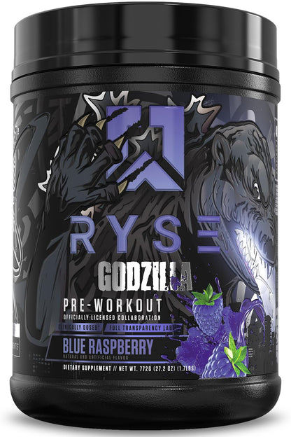 RYSE Godzilla X Noel Deyzel Pre Workout Powder - Monsterberry Lime - 400mg Caffeine, High Stim Pre-Workout for Men & Women with Citrulline & Beta Alanine - Energy, Pump & Focus - 20/40 Servings