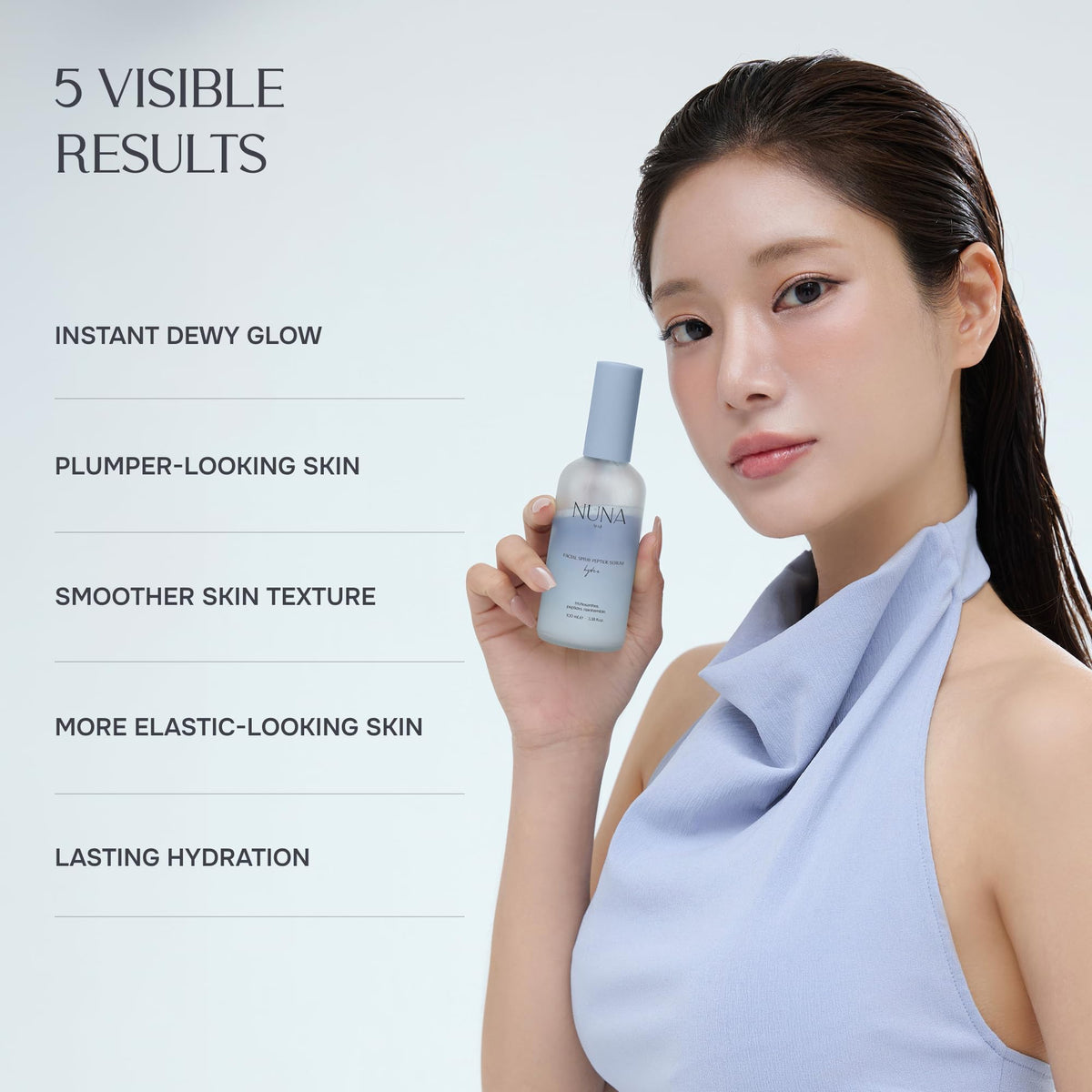 NUNA Ultra Hydrating Face Serum Spray with Peptides, Niacinamide, Hyaluronic Acid & Botanical Extracts – Korean Lightweight Moisture Boost Facial Mist & Setting Spray for Makeup – 3.38 fl oz NUNA