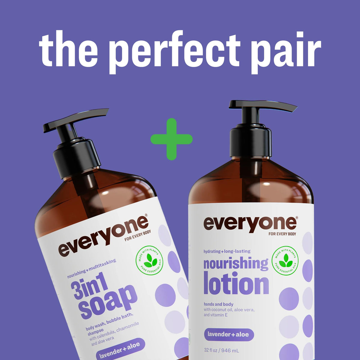 Everyone 3-in-1 Soap Body Wash Bubble Bath Shampoo Lavender Aloe 32oz 2pk everyone for every body