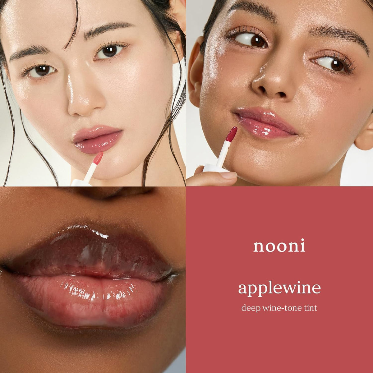 NOONI Korean Lip Oil - Applewine - Plumping & Hydrating Tinted Lip Gloss NOONI
