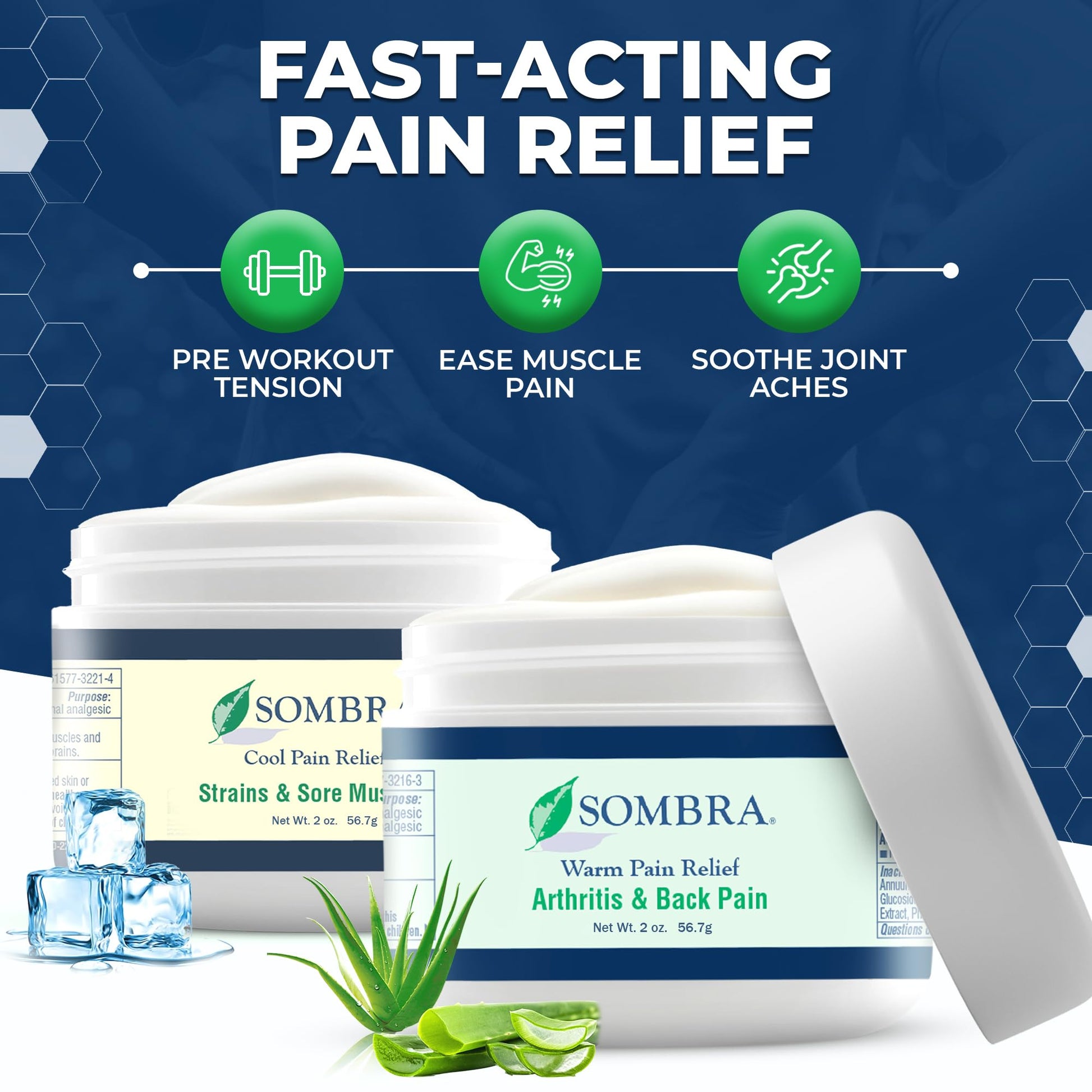 Sombra Warm & Cool Pain Relief Gel, Warm Relief for Arthritis and Chronic Pain Pre-Workout Muscle Rub, Cold for Swelling, Soreness, Post-Workout, Free of Artificial Fragrances, 2oz Per Jar Sombra buy australia supplements