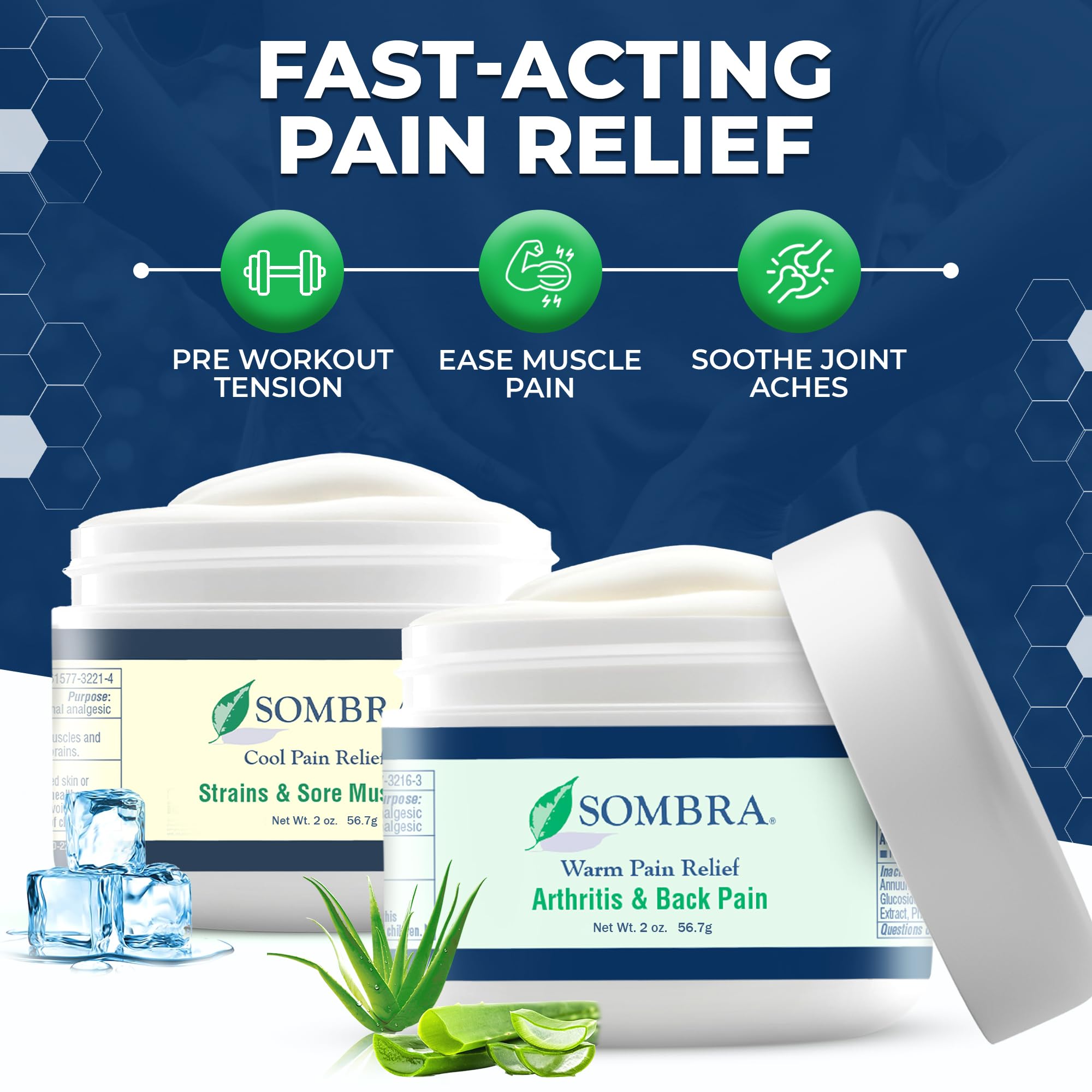 Sombra Warm & Cool Pain Relief Gel, Warm Relief for Arthritis and Chronic Pain Pre-Workout Muscle Rub, Cold for Swelling, Soreness, Post-Workout, Free of Artificial Fragrances, 2oz Per Jar Sombra buy australia supplements