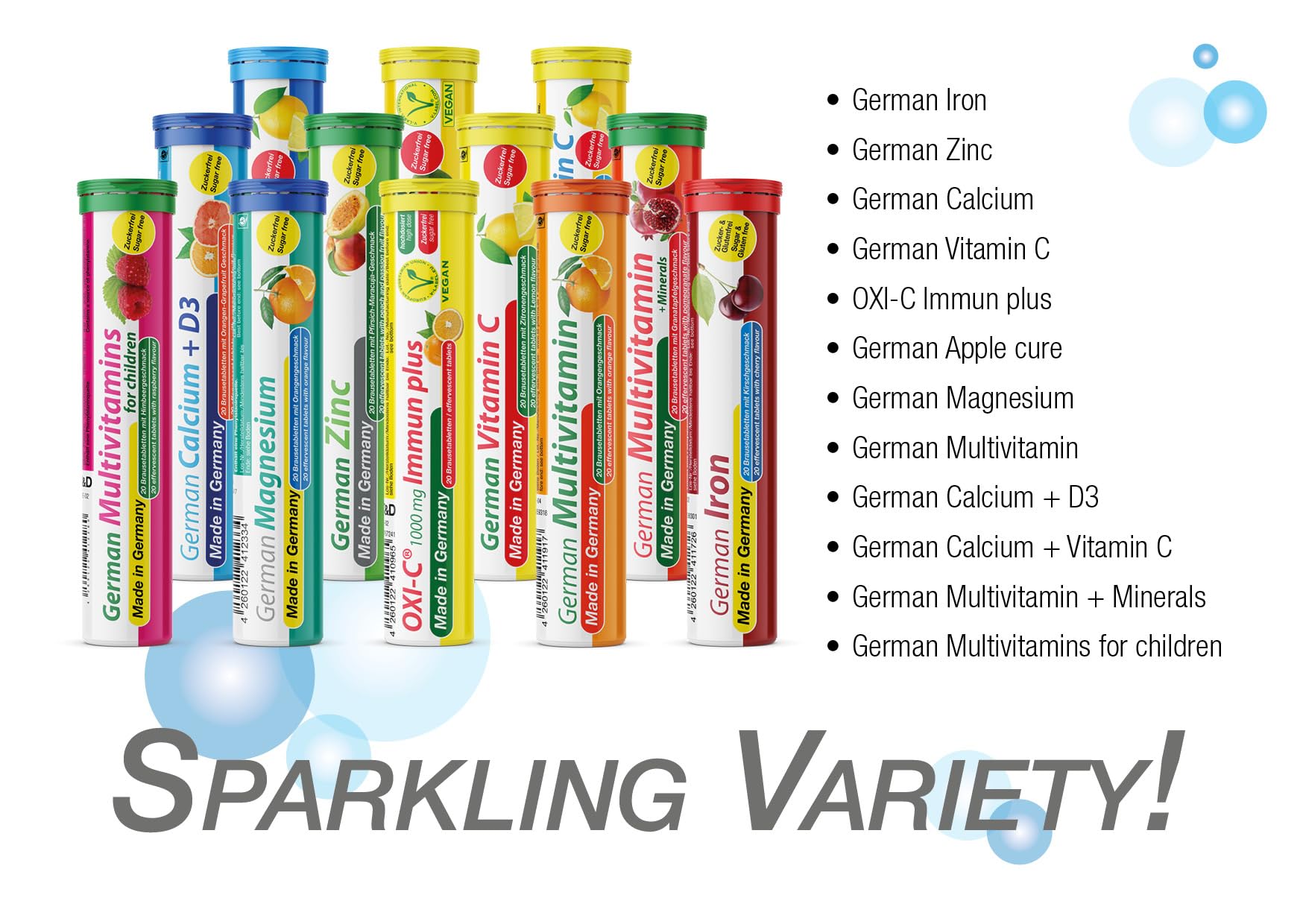 T&D German Vitamin, Minerals - 140 Vegan/Vegetarian Drink Effervescent Tablets - Mixed Fruit Flavor Box - Made in Germany T&D buy australia supplements