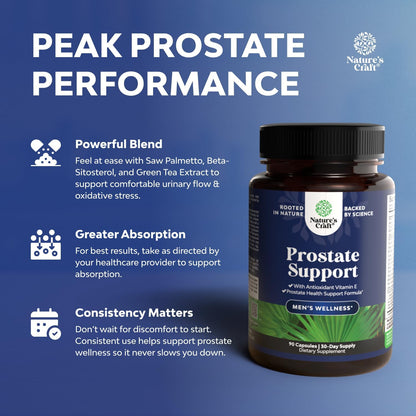 Herbal Prostate Supplement for Men - Potent Pygeum and Saw Palmetto Extract for Urinary Tract Support - Prostate Health Blend with Beta Sitosterol & Green Tea - Nighttime Comfort Support - 90 Count Gsupps Australia