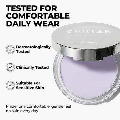 Chillab Lavender Matte Powder, Pressed Setting Powder 0.35 oz, Oil-Control Chillab