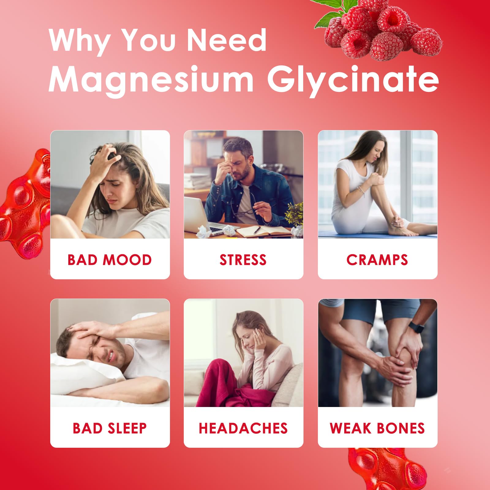 Magnesium Glycinate Gummies 500mg | Relaxation Calm Magnesium Gummies | Sugar-Free | Non-GMO | Gluten-Free | Vegan-Friendly for Adults & Kids (60 Raspberry Gummies) Friymbex buy australia supplements