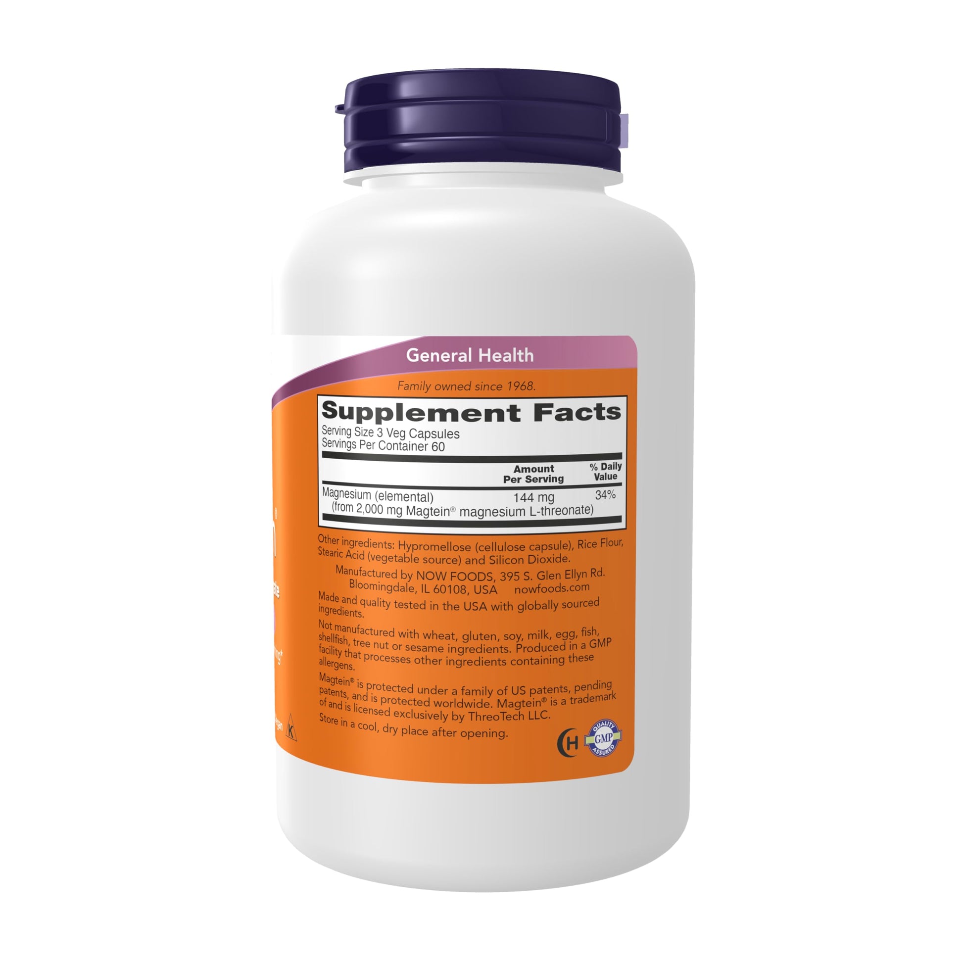 NOW Foods Supplements, Magtein™ with patented form of Magnesium (Mg), Cognitive Support*, 90 Veg Capsules Gsupps Australia