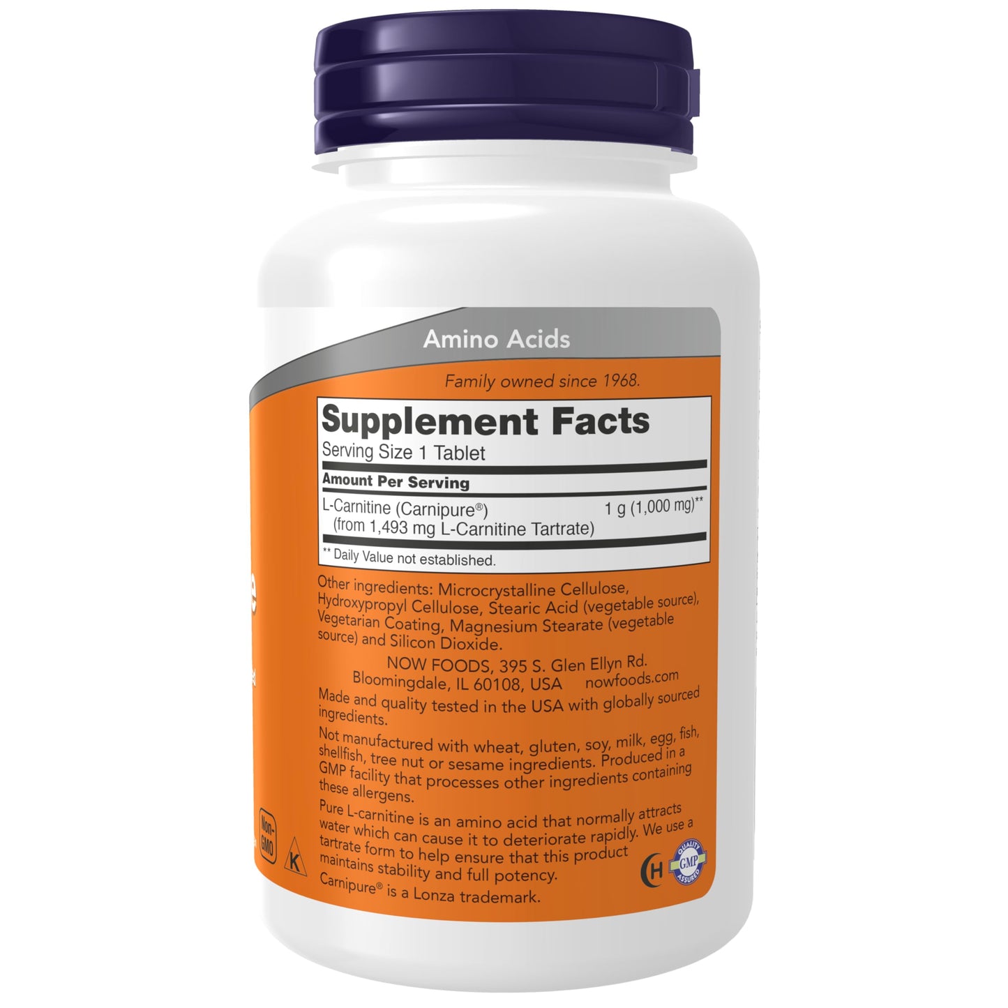 NOW Foods Supplements, L-Carnitine 1,000 mg, Purest Form, Amino Acid, Fitness Support*, 100 Tablets Gsupps Australia