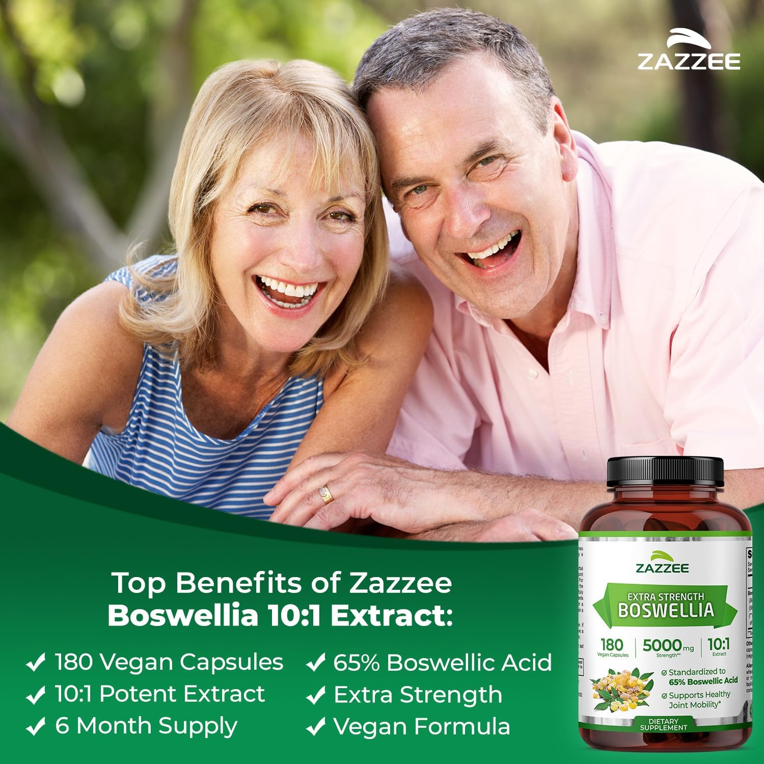 Zazzee Extra Strength Boswellia 10:1 Extract, 180 Capsules, 6 Month Supply | 65% Boswellic Acid, Vegan, Boswellia Serrata, Joint Comfort, Mobility & Flexibility Support, Non-GMO, Made in the USA Gsupps Australia