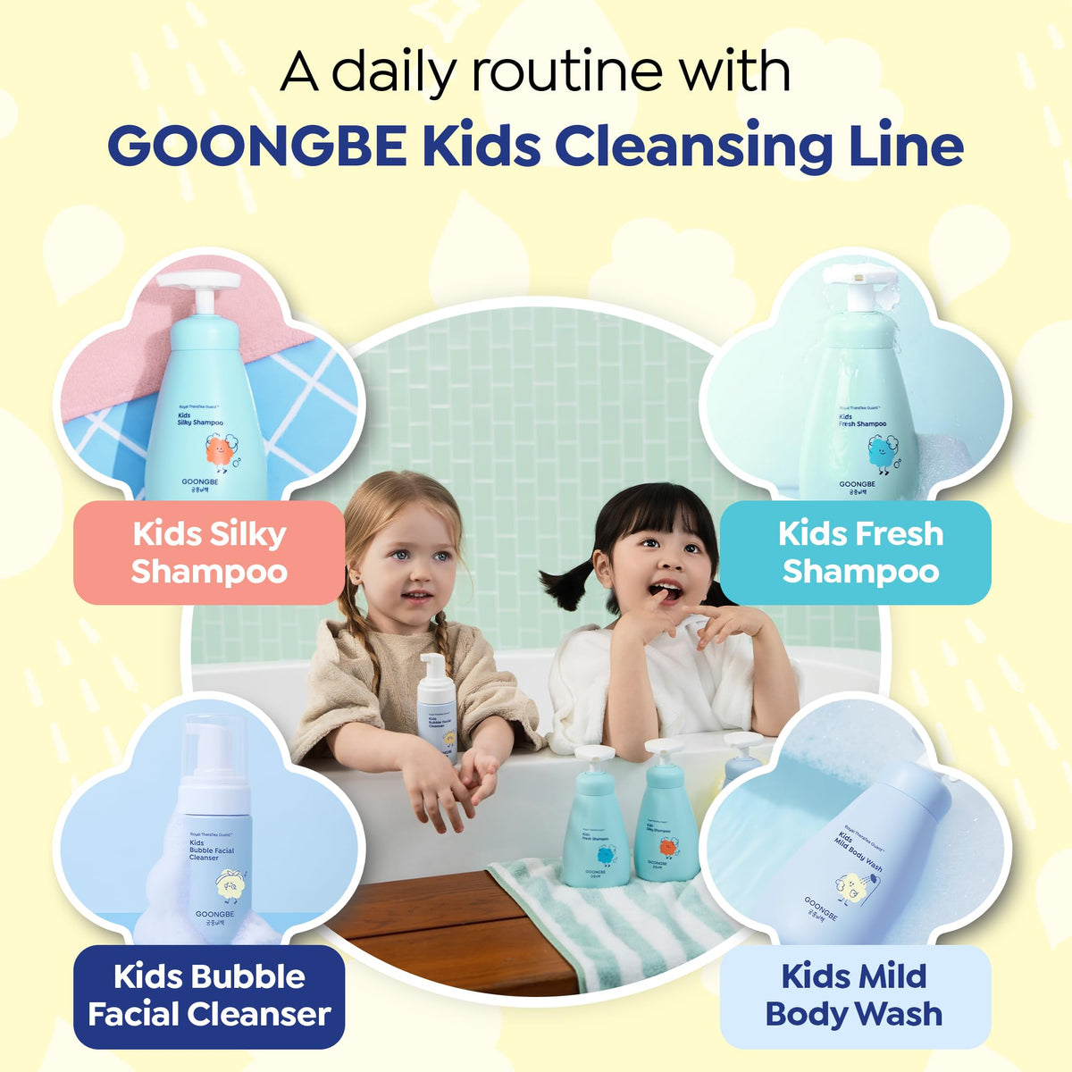 GOONGBE Kids Bubble Face Wash, Tear-Free Foam for Sensitive Skin 3.38 fl oz GOONGBE