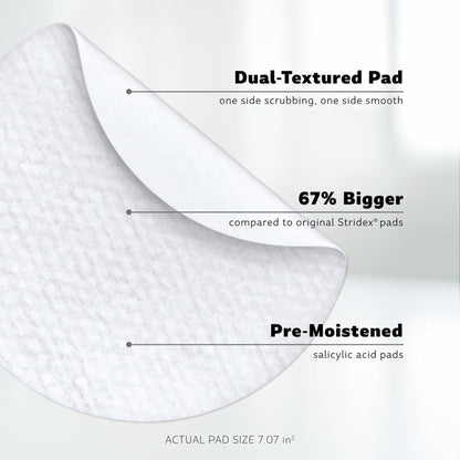 Stridex XL Face Body Pads, Exfoliating Salicylic Acid Acne Treatment, 90 Ct Stridex