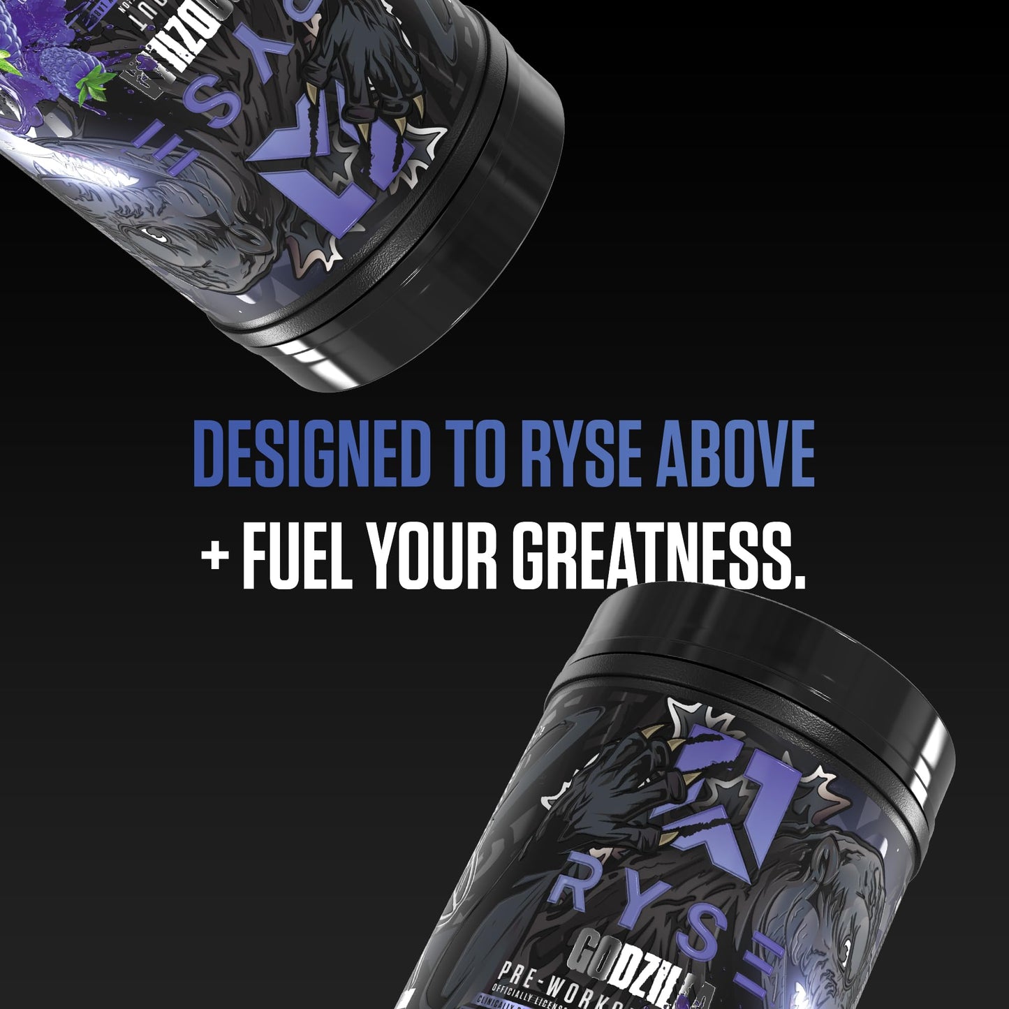 RYSE Godzilla X Noel Deyzel Pre Workout Powder - Monsterberry Lime - 400mg Caffeine, High Stim Pre-Workout for Men & Women with Citrulline & Beta Alanine - Energy, Pump & Focus - 20/40 Servings