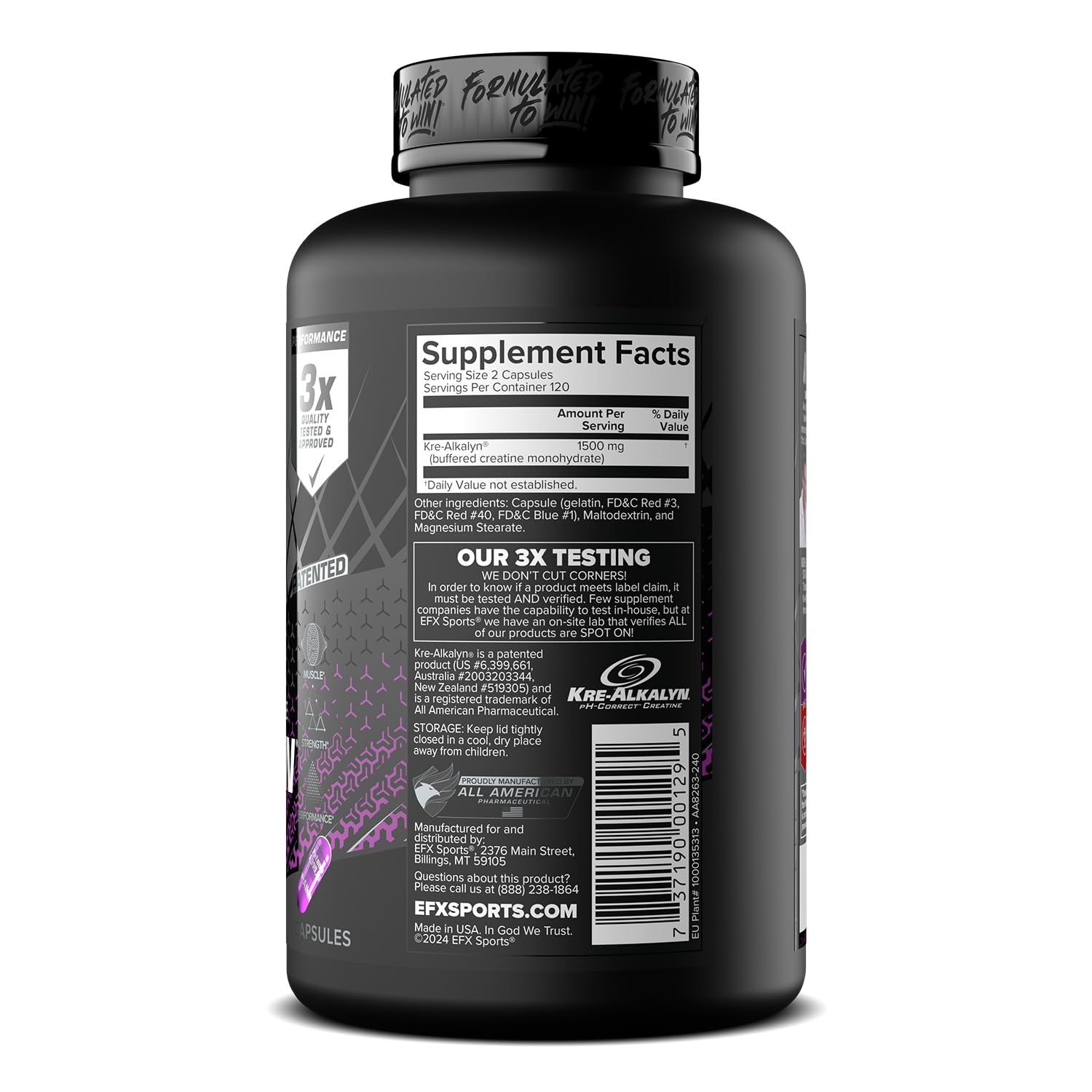 EFX Sports Kre-Alkalyn EFX | pH Correct Creatine Monohydrate Pill Supplement | Strength, Muscle Growth & Performance | 120 Servings, 240 Capsules EFX Sports buy australia supplements