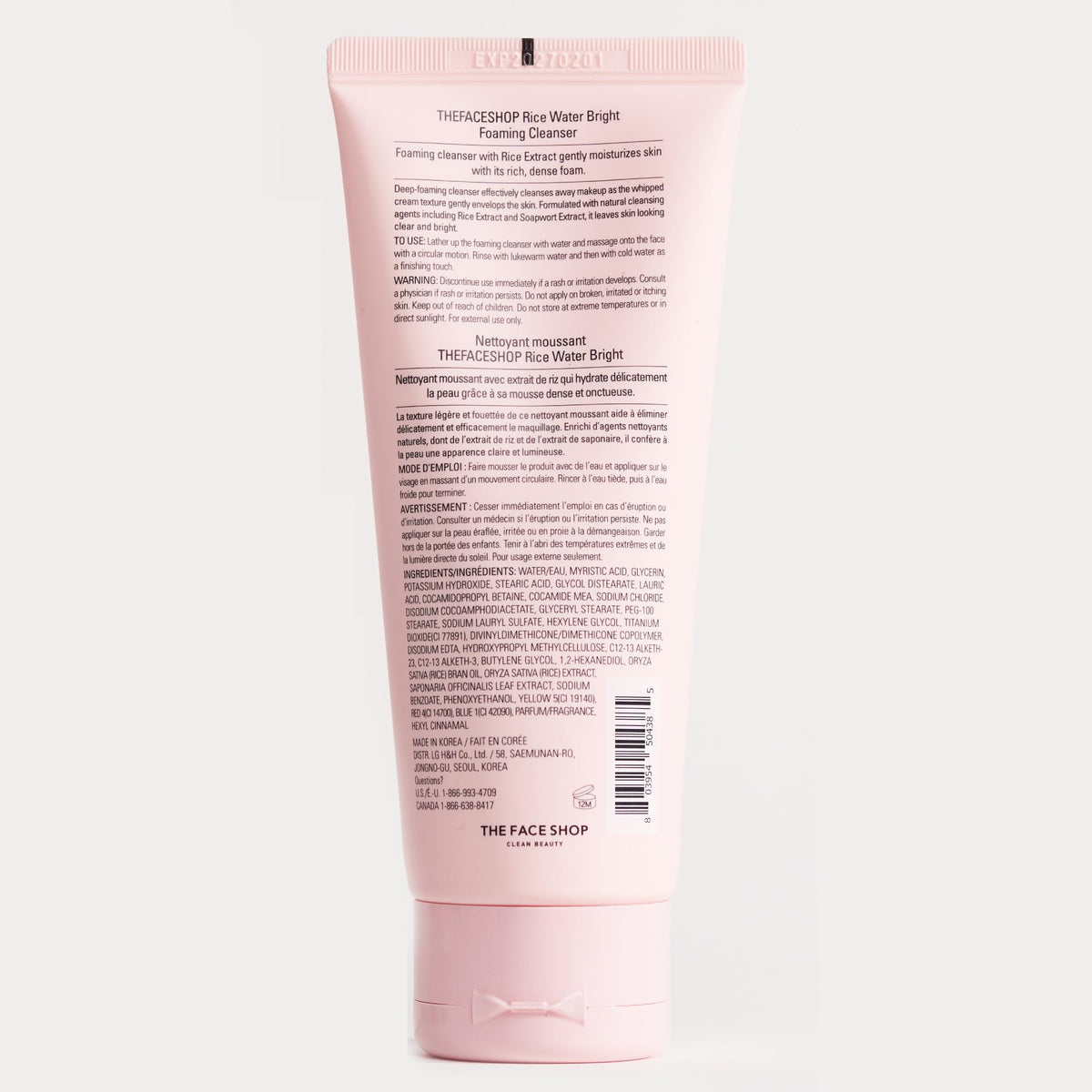 THE FACE SHOP Rice Water Bright Foaming Cleanser, Face Wash, 5.0 fl. oz. The Face Shop