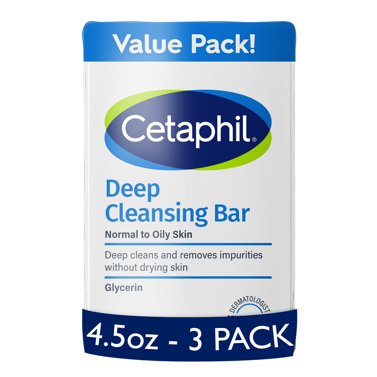 Cetaphil Deep Cleansing Face & Body Bar Soap, Sensitive Skin Care, 3ct Cetaphil