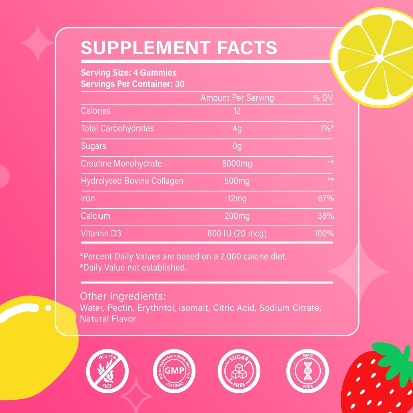 Creatine for Women, Creatine Monohydrate Gummies with Collagen, Vitamin D3 & Calcium for Muscles, Booty & Energy, Flavored Sugar Free Creatine Gummies Post ARDORACON