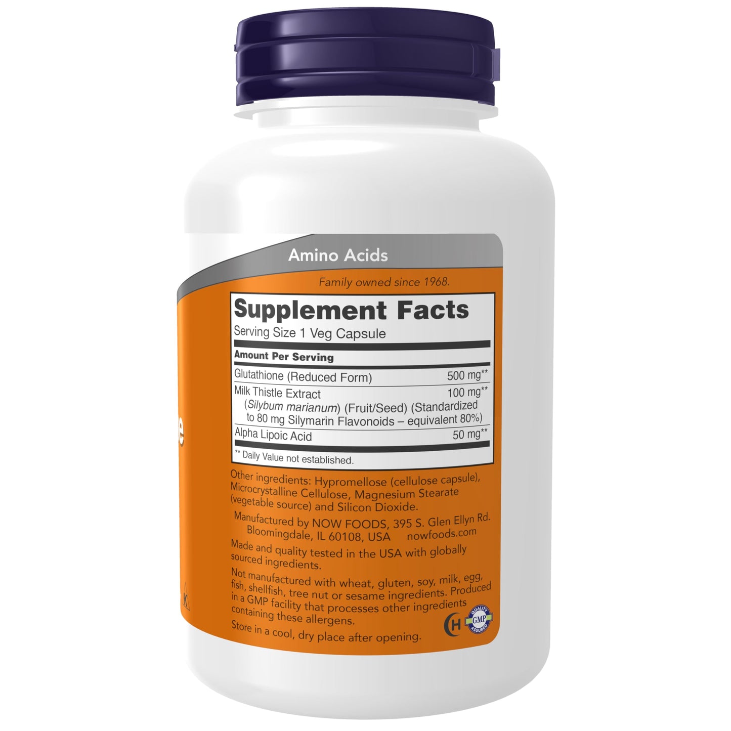 NOW Foods Supplements, Glutathione 500 mg, With Milk Thistle Extract & Alpha Lipoic Acid, Free Radical Neutralizer*, 60 Veg Capsules Gsupps Australia