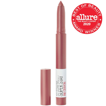 Maybelline Super Stay Ink Crayon Lipstick Makeup, Precision Tip Matte Lip Crayon with Built-in Sharpener, Longwear Up To 8Hrs, Lead The Way, Pink Beige, 1 Count MAYBELLINE