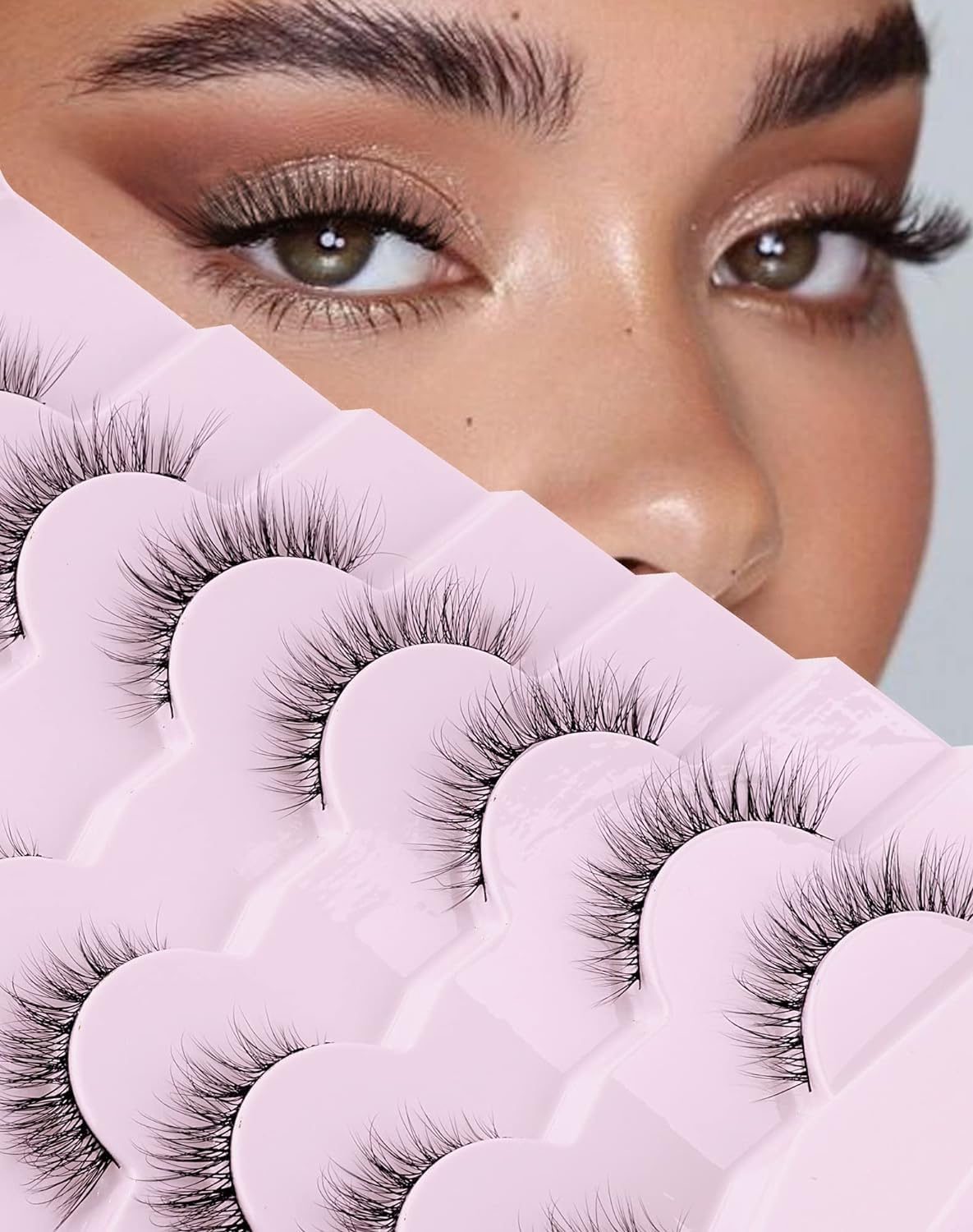 Onlyall Natural Lashes Wispy Lashes Natural Look False Eyelashes Soft Fluffy Fake Eyelashes 7 Pairs D1 Natural (6-13MM) Onlyall