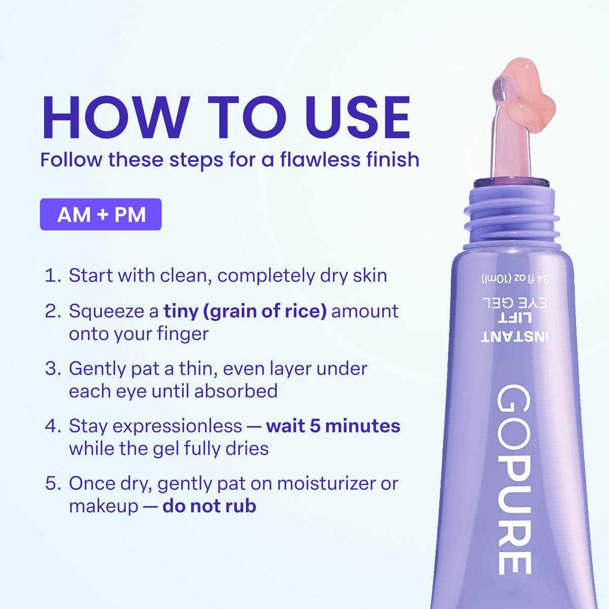goPure NEW Instant Lift Eye Gel - To Imrove the look of Eye Bags, Wrinkles, Fine Lines and Dark Circles, Anti Aging Skin Care with MaxLift3 Biotech goPure
