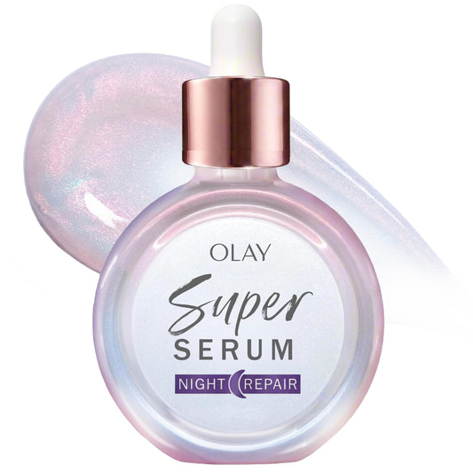 Olay Super Serum Night Repair, Fragrance-Free - Niacinamide, Peptide, Salicylic & Lactic Acid, Glycerin - 5-in-1 Skin Care Benefits - Hydrating, Evens Tone, Reduces Dark Spots, Anti-Aging, 1.0 Oz Olay