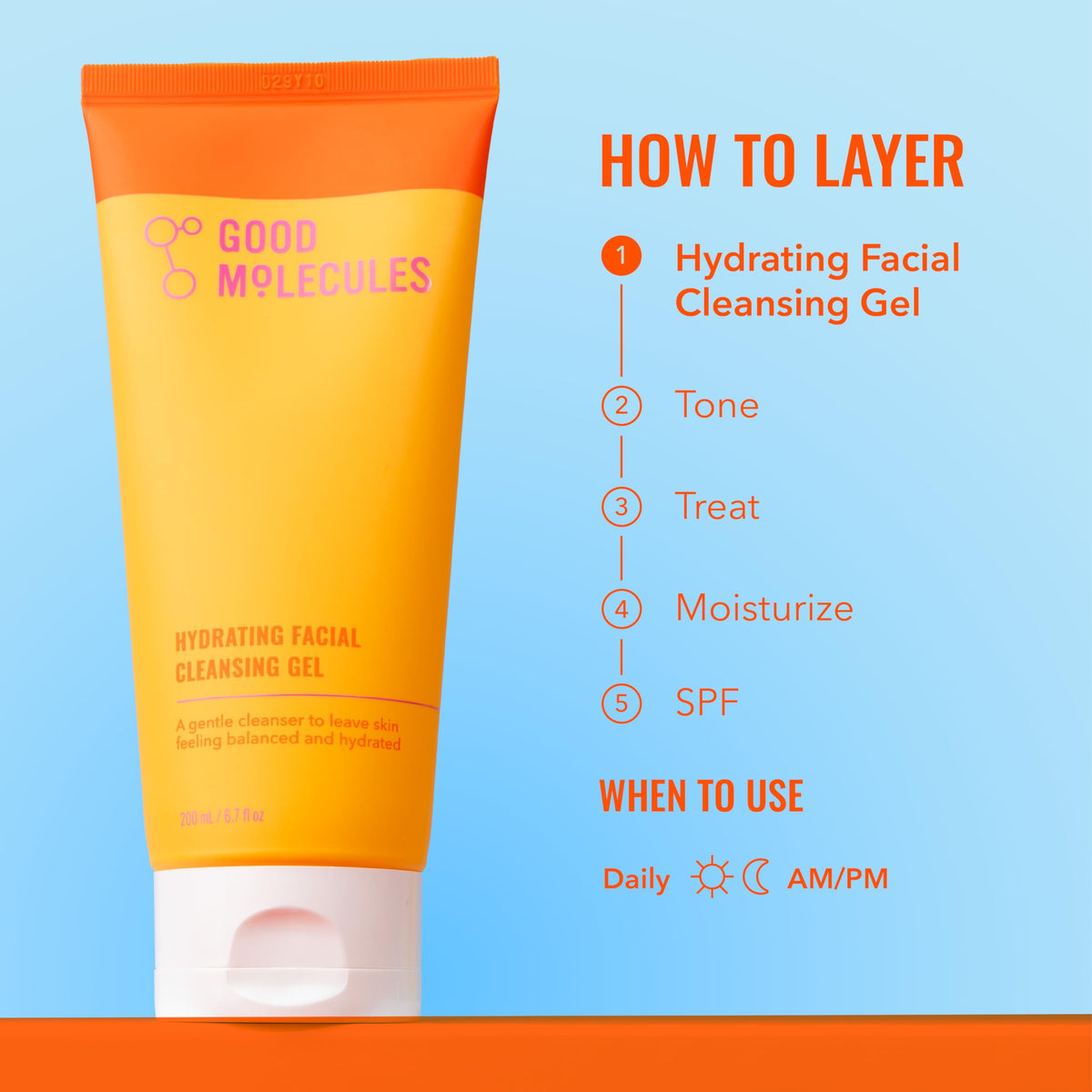 Good Molecules Hydrating Facial Cleansing Gel, Gentle Face Wash, 6.7 fl oz Good Molecules