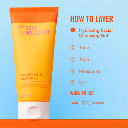 Good Molecules Hydrating Facial Cleansing Gel, Gentle Face Wash, 6.7 fl oz Good Molecules