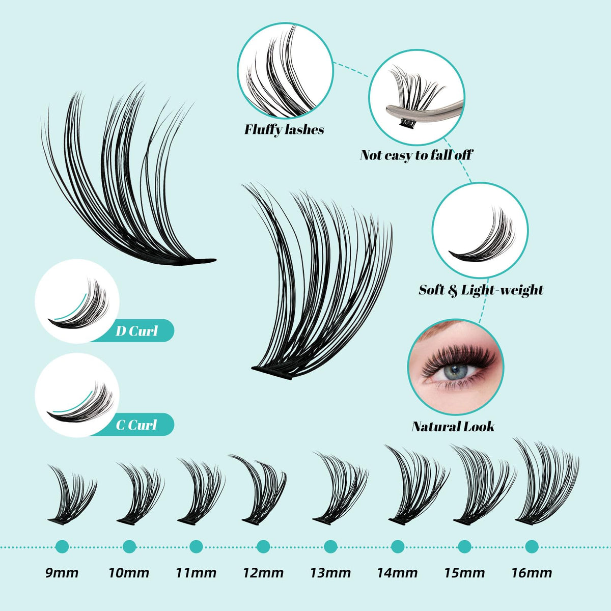 AMZGIRL Lash Clusters Kit 320Pcs, 30D+40D D Curl Wispy Eyelash Extensions AMZGIRL LASH
